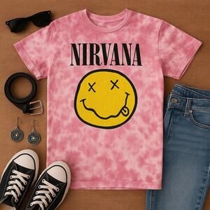 Nirvana Pink Tie Dye T-Shirt Sz. M